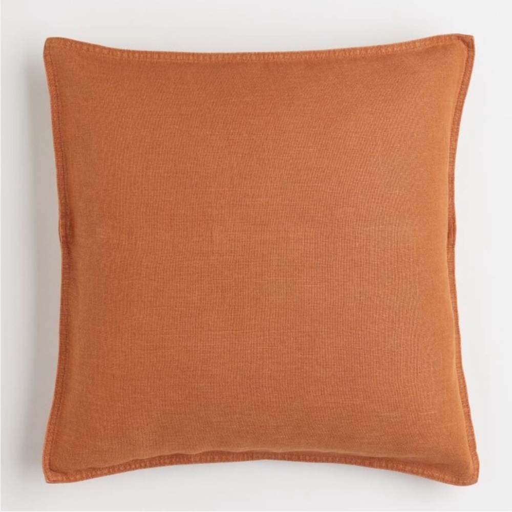 H&M Washed Linen Pillow Cover in Light Brown 20x20